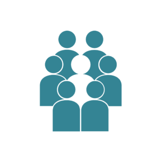 Illustration of 6 people in a circle with one person in the middle.